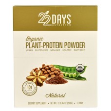 22 Days Nutrition Organic Plant-Protein Powder Natural -- 12 Packets