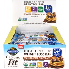 Garden of Life Organic Fit High Protein Weight Loss Bar Peanut Butter Chocolate -- 12 Bars