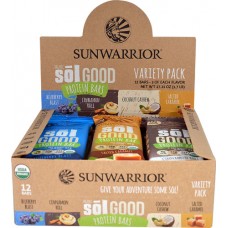 Sunwarrior Organic Sol Good Protein Bars Variety Pack -- 12 Bars