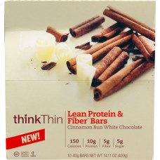 Think Products thinkThin® Lean Protein & Fiber Bars Cinnamon Bun White Chocolate -- 10 Bars