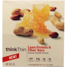 Think Products thinkThin Lean Protein & Fiber Bars Honey Drizzle Peanut -- 10 Bars