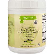 Vitacost Certified Organic Vanilla Brown Rice Protein Powder with Non-Dairy Probiotics - Non-GMO -- 1.19 lbs (540 g)